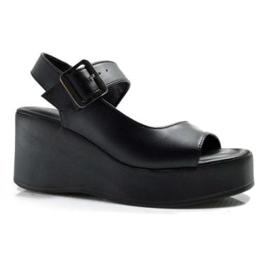 Imagem de Sandália Plataforma Feminina Ramarim 2533104, Preto, 38