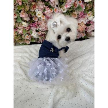 Imagem de Regatinha Jeans Lacinhos com Tutu para cachorro e gato - Simba Lovers,