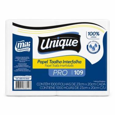 Imagem de Papel Toalha Interfolha Mili Unique PRO 109 100% Celulose 1000 Folhas 