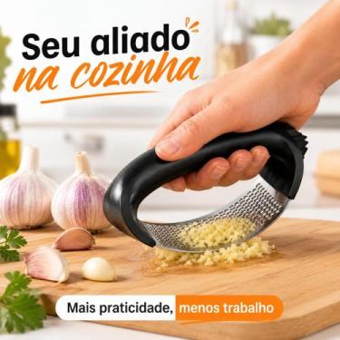 Imagem de Espremedor de Alho Manual Inox Premium Ergonômico Cozinha Prática - Am