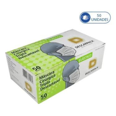 Imagem de Máscara Tripla Proteção Descarpack C/ Elástico - 50 Unidades - Congrat