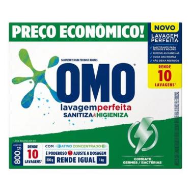 Imagem de Lava Roupas em pó OMO 800gr 10 Lavagens Fragrâncias:Sanitiza & Higieni