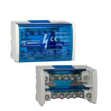 Imagem de Bloco de Distribuição Modular com 2 Barramentos 125A - Fixação Trilho 