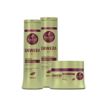 Imagem de Kit Haskell Bananeira Pós-Química (3 itens) Shampoo, Condicionador e M