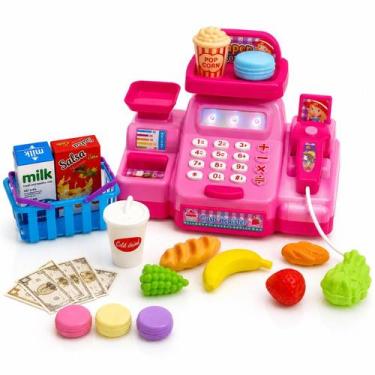Imagem de Mini Caixa Registradora Infantil Com Som Luz Scanner E Acessórios - To