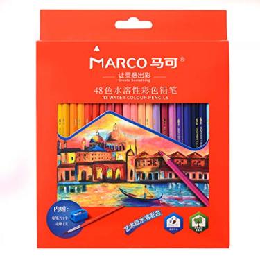 Imagem de Lápis de cor solúvel em água com 48 cores, caixa vermelha lápis de desenho profissional