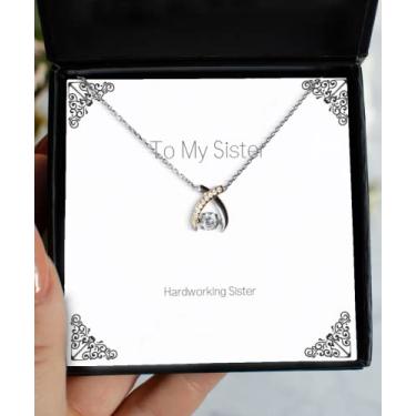 Imagem de SpreadPassion Presentes para melhor irmã, irmã trabalhadora, piada de Natal, colar dançante, presente para irmã