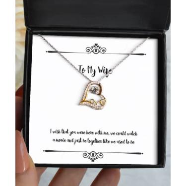 Imagem de SpreadPassion Presente épico da Wife, I Wish That You were here with me, We Could Watch a Movie e reutilizável Dia dos Namorados Colar de Dançar Amor da Wife