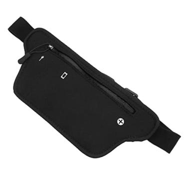 Imagem de Bolsa de cintura para corrida, bolso na cintura ajustável de neoprene portátil para homens para esportes ao ar livre para mulheres (preto)