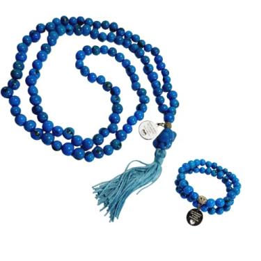 Imagem de Japamala 108 contas semente de açaí natural + Pulseira (Azul Turquesa)