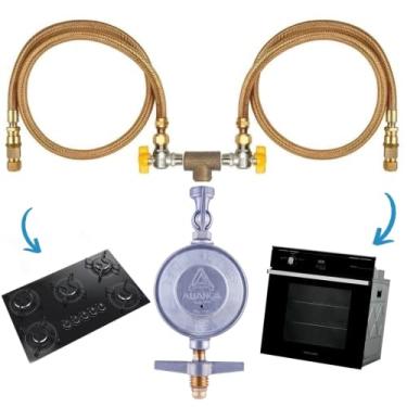 Imagem de Kit Duplo Instalação Gás Glp Botijão Cooktop Forno NBR 14177 Tamanho: 1,20 Metro