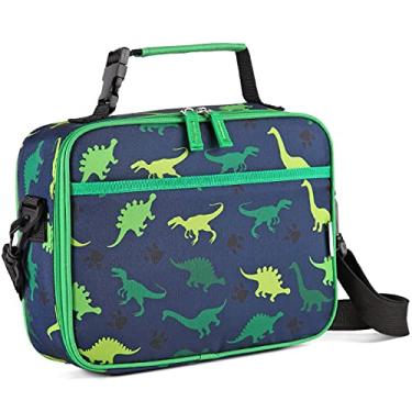 Imagem de Lancheira para Crianças, VASCHY Saco de Almoço Isolado Reutilizável para Menino e Menina Resfriadores de Contêineres com Alça de Ombro Removível,Dinossauro