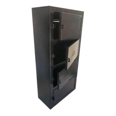 Imagem de Caixa Correio Detrás Chapa Aço Preta e Cadeado 4 Módulos