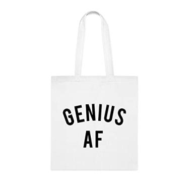 Imagem de Genius Af, Sacola Genius Af, Bolsa de Ombro Genius Af, Bolsas Reutilizáveis Genius Af, Cesta de Aniversário de Natal, Ideia de Presente para Ela, Presente Para Ele, Bolsa Feminina, Branco