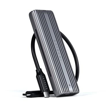 Imagem de Satechi Gabinete de alumínio sem ferramentas USB-C para SSD M.2 PCIE NVME e SATA – USB 3.2 2ª Ger, 10 Gbps, M.2 NVMe/SATA PCIe B+M Key, até 4 TB, UASP Trim para 2242/2260/2280 SSD