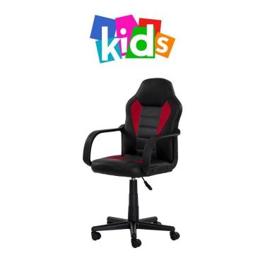 Imagem de Cadeira Gamer Infantil Giratória Preta e Vermelho Ajustável