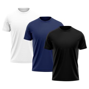 Imagem de Kit 3 Camisetas Masculina Dry Fit Manga Curta Proteção Solar uv Térmica Academia Treino Caminhada Esporte Camisa Praia