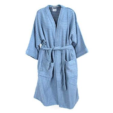 Imagem de ROUPÃO DE BANHO ATOALHADO ADULTO 100% ALGODÃO AZUL Tam. M