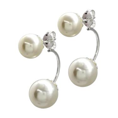 Imagem de Brinco Folheado a Prata Pérolas 7,5mm e 9,5mm - Semijoia