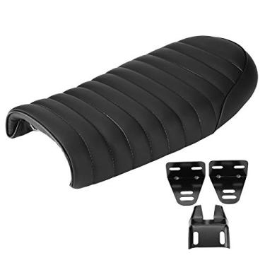 Imagem de Qiilu EVGATSAUTO Capa de assento de proteção de motocicleta couro PU vintage café Racer assento assento almofada plana para CG125 GN CG CB400SS (D)