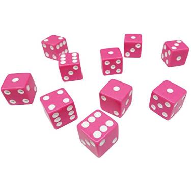 Imagem de Hobby Monsters 10 dados de jogo rosa de 16 mm com pips brancos