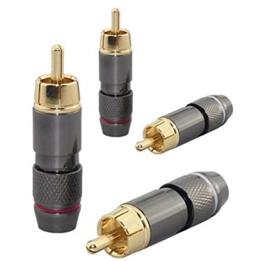 Imagem de [4 peças] Plugue macho RCA de alta extremidade, adaptador de telefone de áudio, conector de solda banhado a ouro Wv-hfr4in1