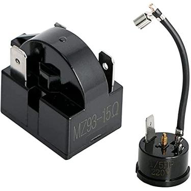 Imagem de Compressor protetor térmico de sobrecarga e relé de partida para congelador portátil de carro, refrigerador, bebida, vinho, cerveja, 1/5 HP 150W 15Ohm