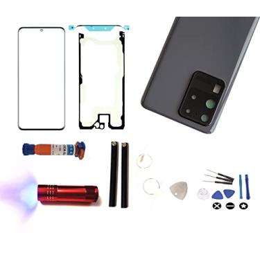 Imagem de MD0410 Kit de reparo de tela compatível com Samsung Galaxy S20 Ultra G988 - lente de vidro frontal externa + substituição da tampa da carcaça da porta traseira (cinza cósmico)