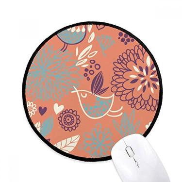 Imagem de Tapete de mouse de pintura de planta de flores linha laranja desktop escritório tapete redondo para computador