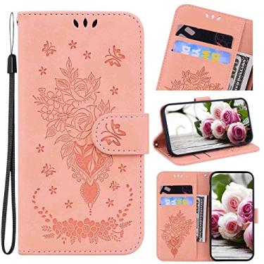 Imagem de SHOYAO Capa de telefone carteira folio para LG K62, capa fina de couro PU premium, suporte de visualização horizontal, cordão, casa, rosa
