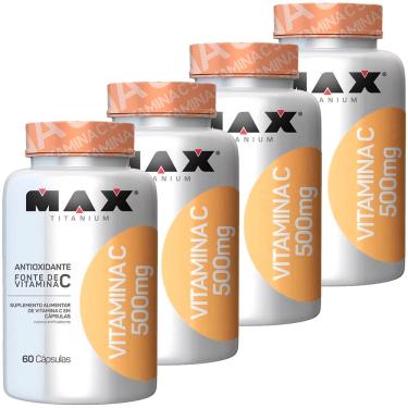 Imagem de Kit 4 Vitamina C 500mg 60 Cápsulas Max Titanium 