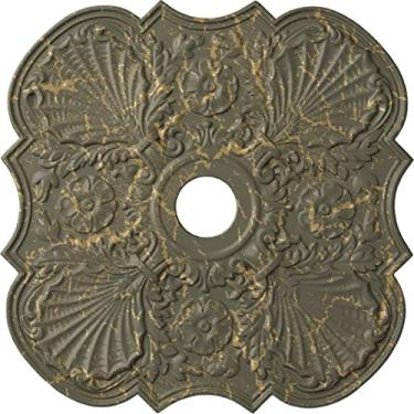 Imagem de Ekena Millwork CM29FWACS 29" OD x 3 5/8" ID x 1 3/8" P Flor Medalhão de teto (serve em toldos até 6 1/4"), pintado à mão, cobre antigo, 29"OD x 3 5/8"ID x 1 3/8"P (Fits Canopies up to 6 1/4"), Hand-Painted Witch Hazel Crackle