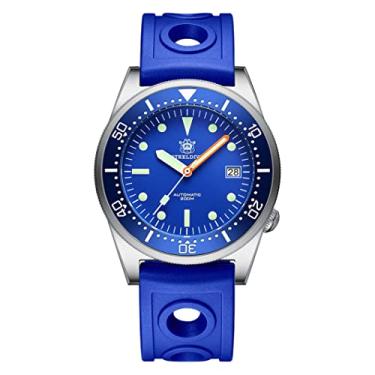 Imagem de Steeldive SD1979 pulseira de aço inoxidável para mergulho relógios masculinos mostrador azul 200 m à prova d'água NH35 relógio de mergulho mecânico automático, borracha azul, Relógio de mergulho, mecânico