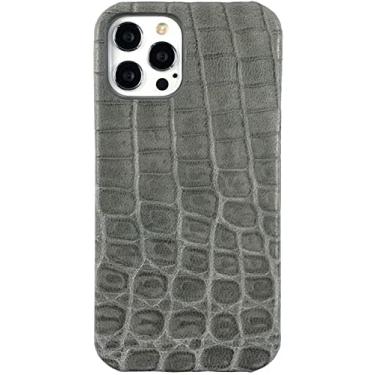 Imagem de KAPPDE Capa de telefone com estampa de crocodilo, para Apple iPhone 11 Pro Max de 6,5 polegadas, capa traseira respirável à prova de choque com flocagem interna