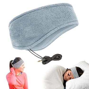 Imagem de CozyPhones Fones de ouvido para dormir – Fones de ouvido sobre a orelha de malha ultrafina com fio para pessoas que dormem de lado, meditação, corrida, laptop e telefone – Lycra cinza