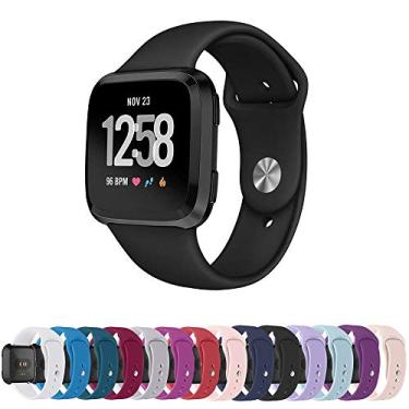 Imagem de Pulseira Silicone Sport para Fitbit Versa - Fitbit Versa 2 - Fitbit Versa Lite - Marca Ltimports (Preto)