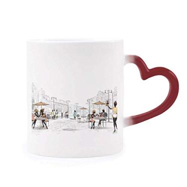 Imagem de Caneca Vacation Street France Landmark sensível ao calor Caneca vermelha muda de cor