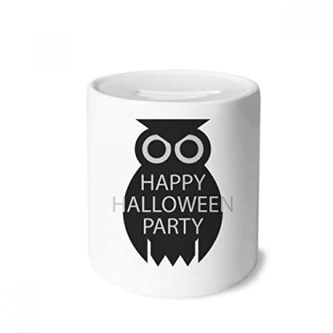 Imagem de DIYthinker Caixa de moedas de cerâmica simples de desenho de coruja preta para presente de porta-moedas