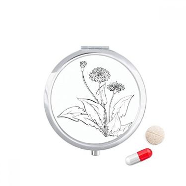 Imagem de Caixa de comprimidos para plantas e dente-de-leão branca preta para guardar remédios