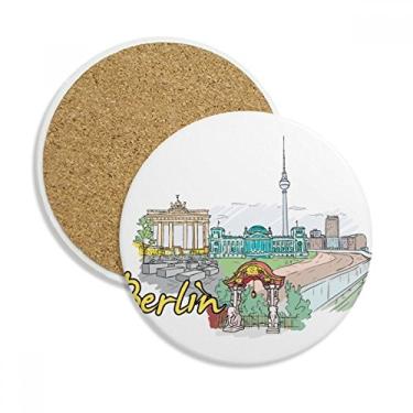 Imagem de Caneca de porta-copos de arquitetura alemã Berlim, pedra absorvente de proteção de mesa