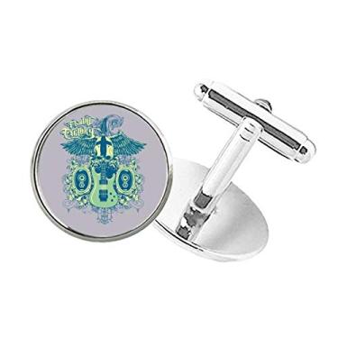 Imagem de DIYthinker Abotoaduras de botão redondo com estampa de instrumentos musicais Jazz