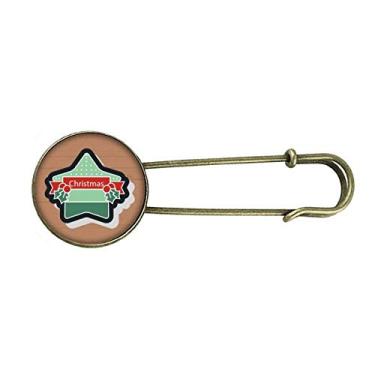 Imagem de Broche de metal retrô com ícone de desenho animado de estrela de Natal