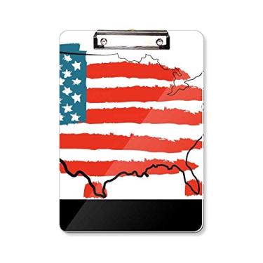 Imagem de Estrelas e listras Bandeira dos Estados Unidos Mapa Country Prancheta Pasta Bloco de Escrita Placa de Apoio A4