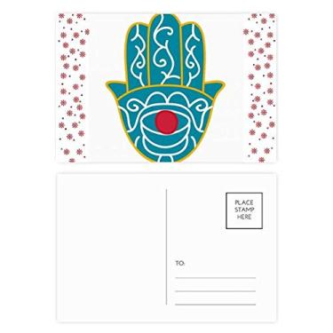 Imagem de Estampa do Egito Mão com Olho Vermelho Arte Padrão Natal Flor Celebração Cartão Postal Cartão Bênção