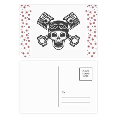 Imagem de Esqueleto óculos de luz de motocicleta padrão Natal flor celebração cartão postal bênção cartão de correspondência