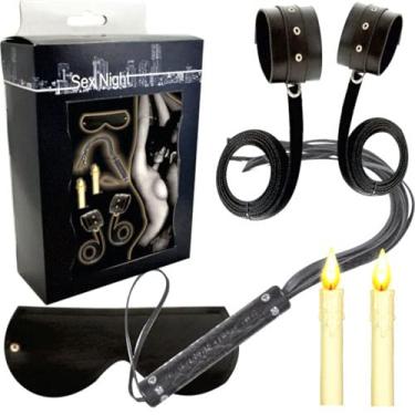 Imagem de Kit Wax Candle Algemas Sexual Chicote Velas Brinque c/Fogo Produto Erótico Toy