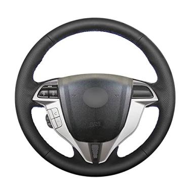 Imagem de Capa de volante de couro confortável antiderrapante costurada à mão preta, apto para Honda Accord 8 Coupe 2008 a 2012 Accord Crosstour 2008 a 2012