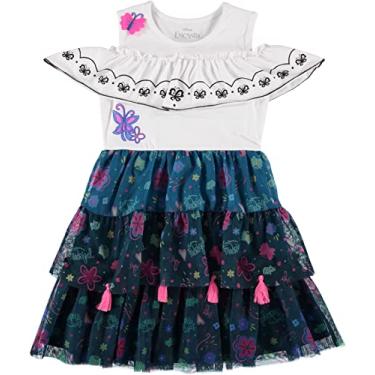 Imagem de DISNEY Vestido tutu fantasia Encanto Mirabel para meninas pequenas e grandes tamanhos PP-GG, Branco, P