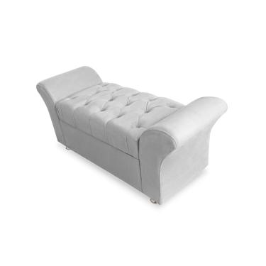 Imagem de Calçadeira Baú Veneza Para Cama King 195 cm Suede Branco LM DECOR