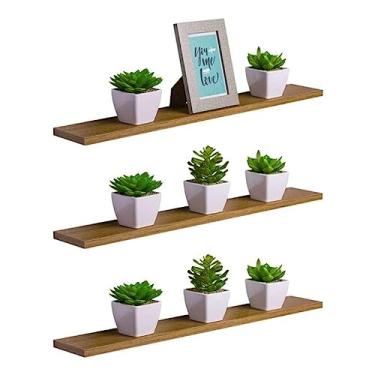 Imagem de Kit 3 Prateleiras 60 x 20cm Freijó Suporte Invisível